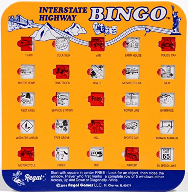 Original Travel Bingo Cards Interstate Highway Orange