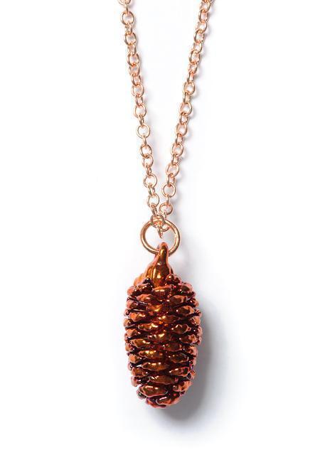 Iridescent Copper Pine Cone Necklace