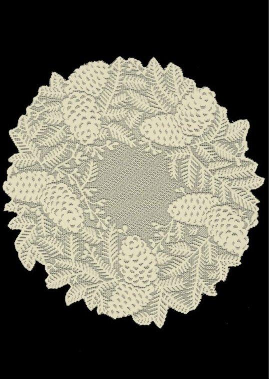 Highland Pine Round Lace Doily - 15" Ivory