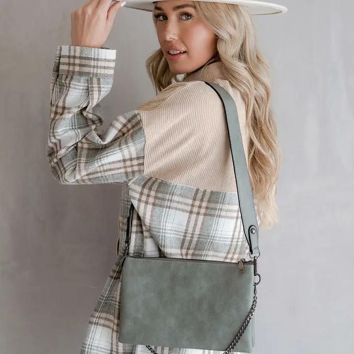 Izzy Crossbody Bag with Chain Strap | Earth Grey