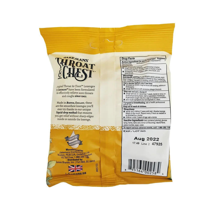 Jakemans Throat & Chest Lozenges | Honey & Lemon
