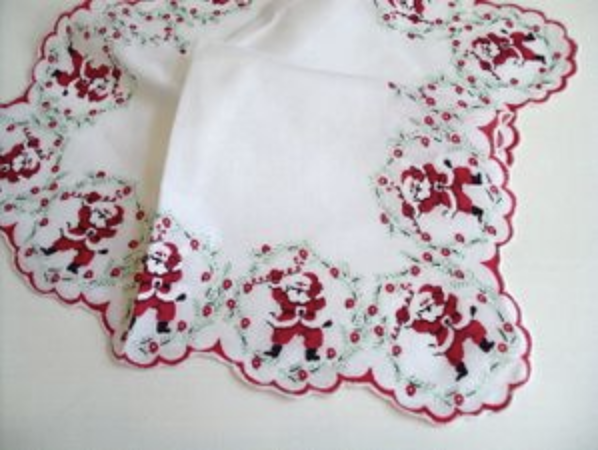 Holiday Hankies Jolly Santa