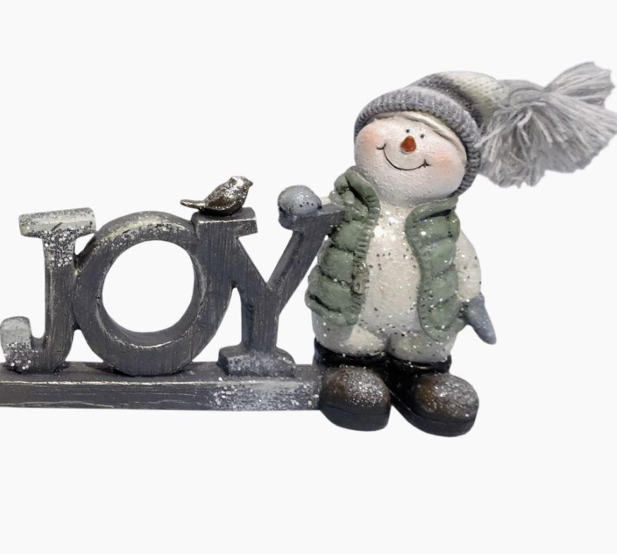 Joy Crystal Snowman with Knit Hat