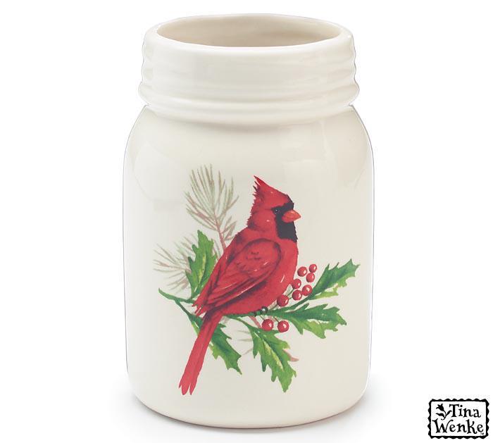 Joyful Cardinal Mason Jar Vase