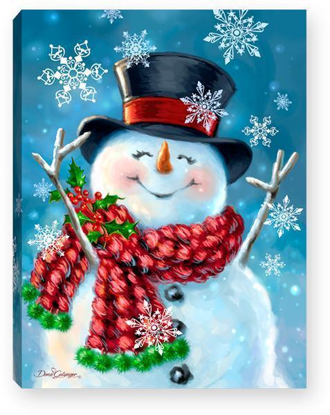 Joyful Jolly Snowman- Lighted Tabletop Canvas