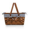 Kansas Handwoven Wood Picnic Basket | Navy Blue & White Stripes
