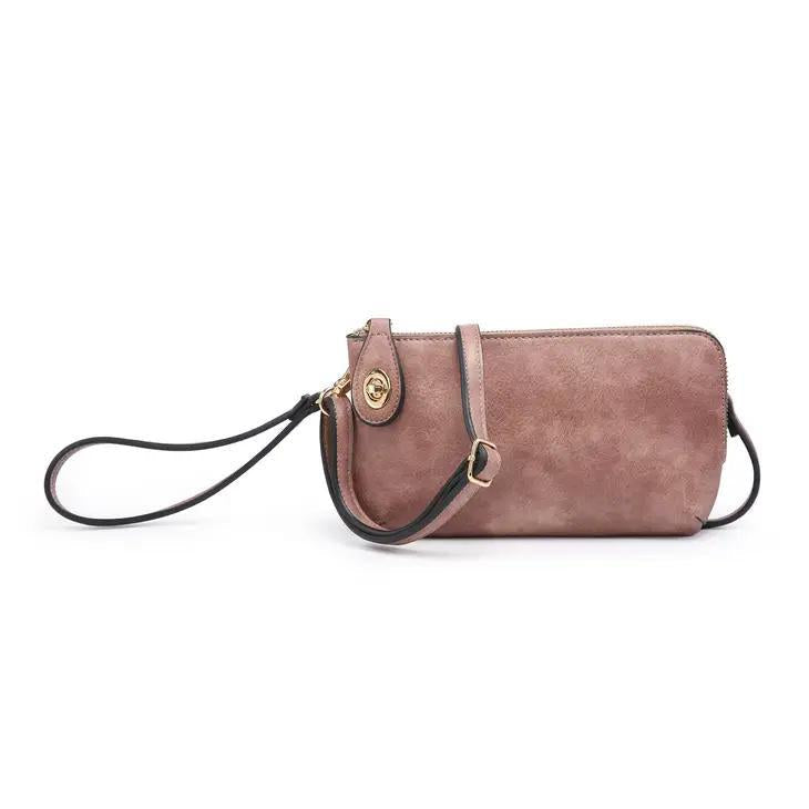 Kendall Crossbody Wristlet with Twist Lock Closure | Dark Rose