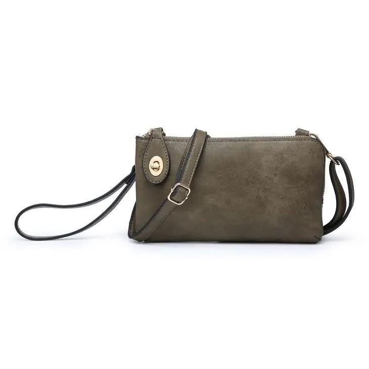 Kendall Crossbody Wristlet with Twist Lock Closure | Olive