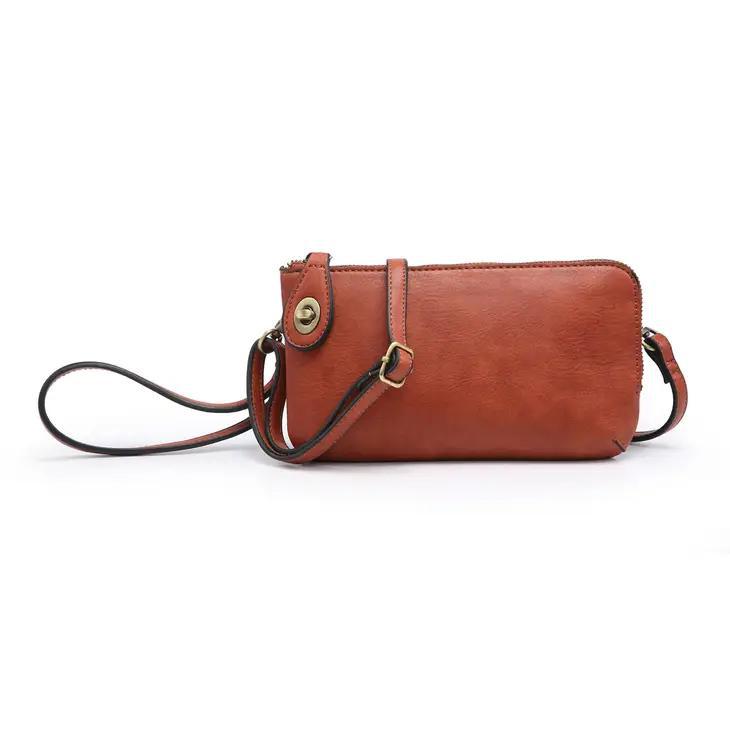 Kendall Crossbody Wristlet with Twist Lock Closure | Rust