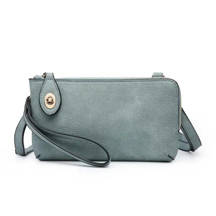 Kendall Crossbody Wristlet with Twist Lock Closure | Teal