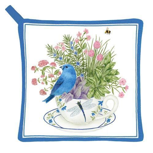 Kitchen Potholder Blue Bunting Bird