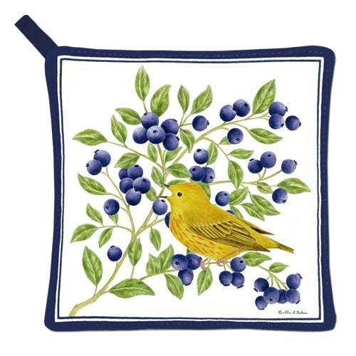 Kitchen Potholder | Blueberries & Warbler