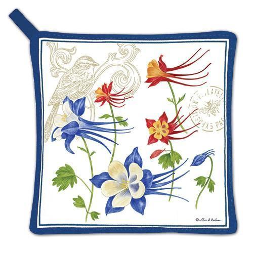 Kitchen Potholder Columbine Flowers