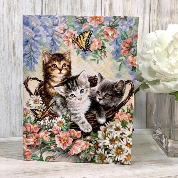 Kittens in the Garden - Lighted Tabletop Canvas