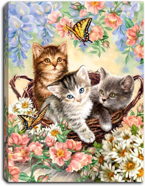 Kittens in the Garden - Lighted Tabletop Canvas