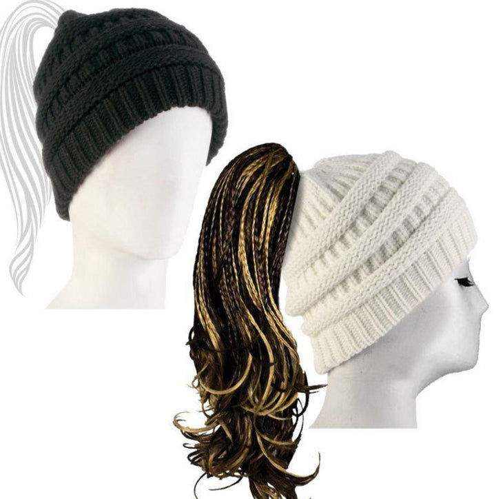 Knit Ponytail Top Beanie