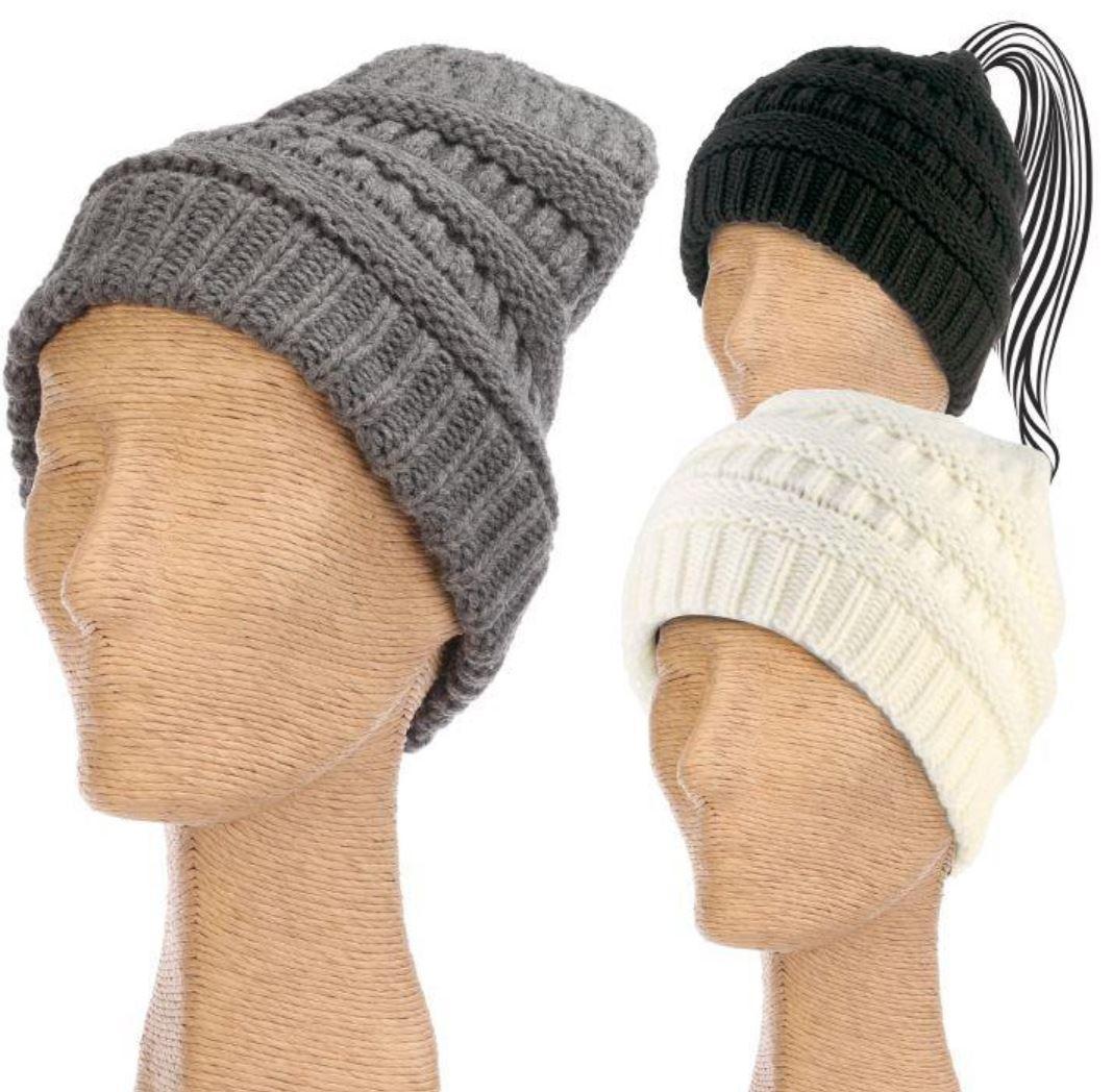 Knit Ponytail Top Beanie