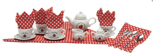Ladybug Porcelain Tea Set Basket