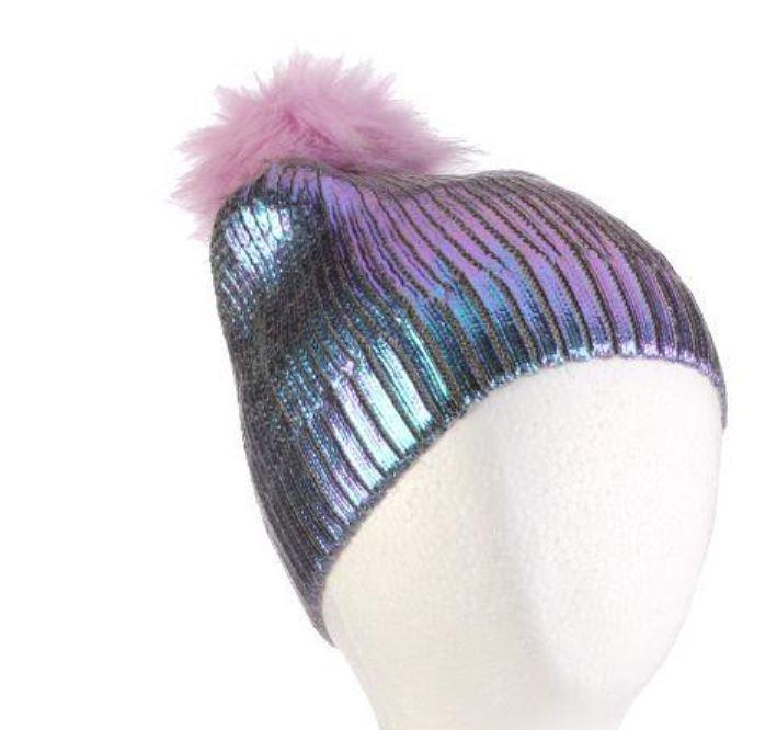 Children's Metallic Knit Scully Cap Lavender