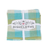 Check Dishcloths Set of 3 Leaf (Blue & Green)