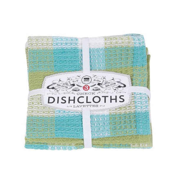 Check Dishcloths Set of 3 Leaf (Blue & Green)