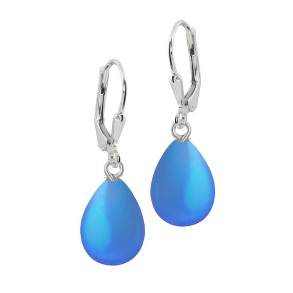 Leightworks Crystal Drop Earrings Frosted Blue