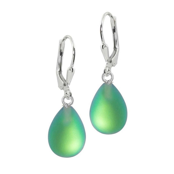 Leightworks Crystal Drop Earrings Frosted Green