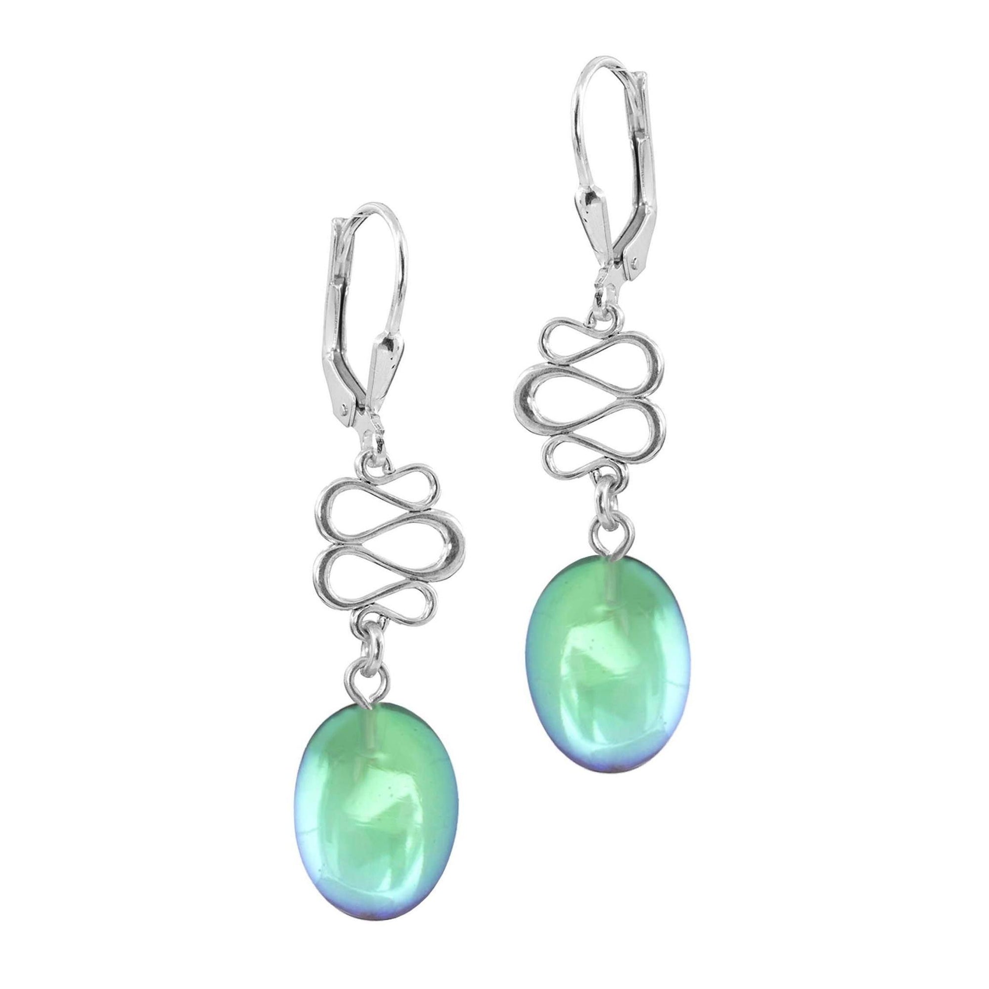 Leightworks Crystal Drop Swirl Earrings Green