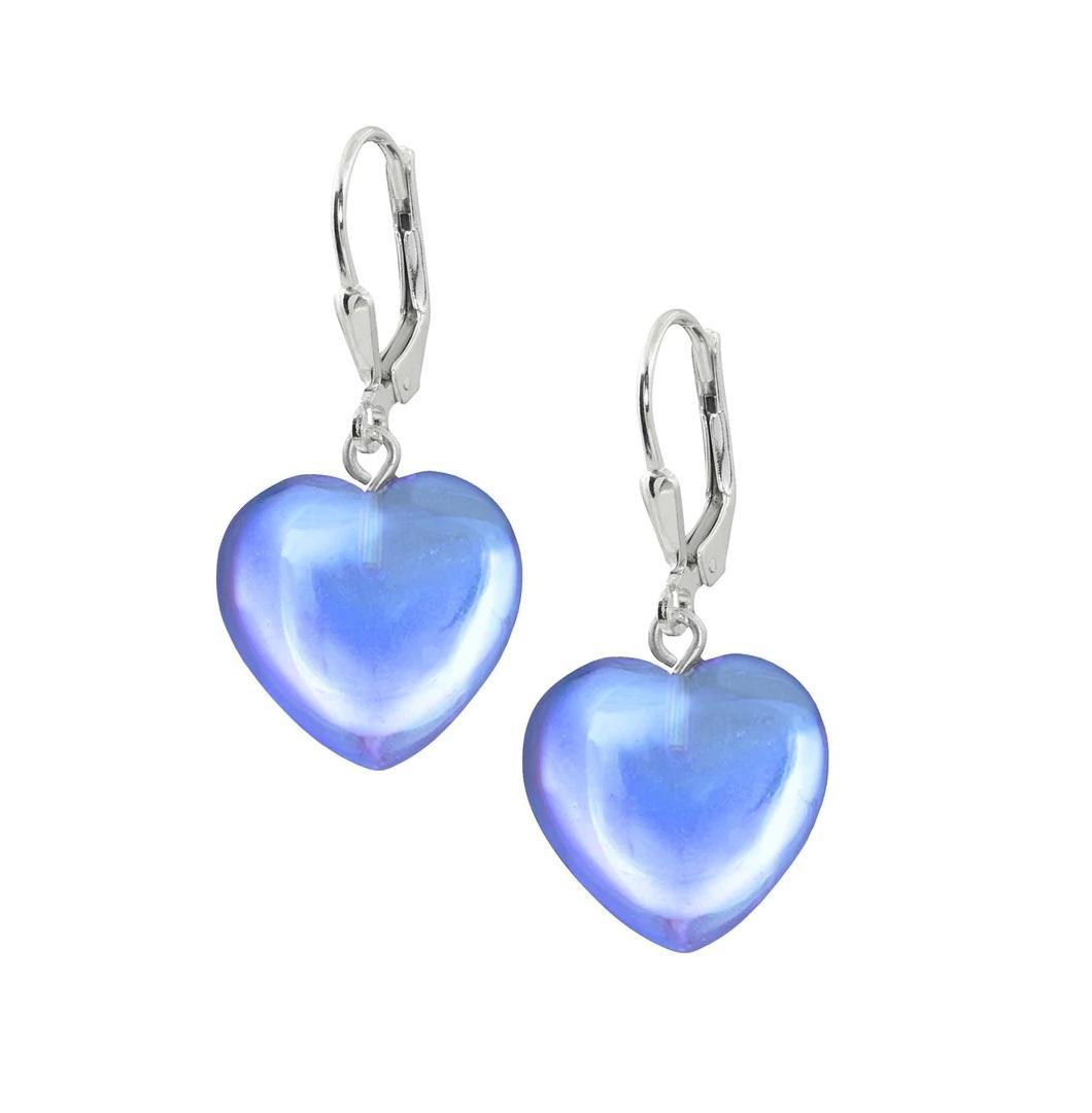 Leightworks Crystal Heart Earrings Polished Blue