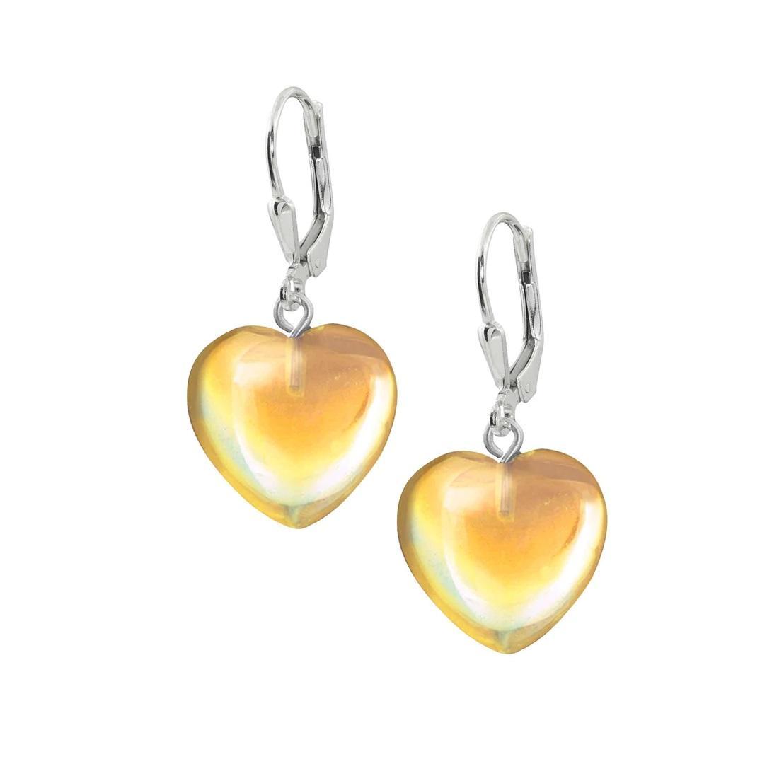 Leightworks Crystal Heart Earrings Polished Fire