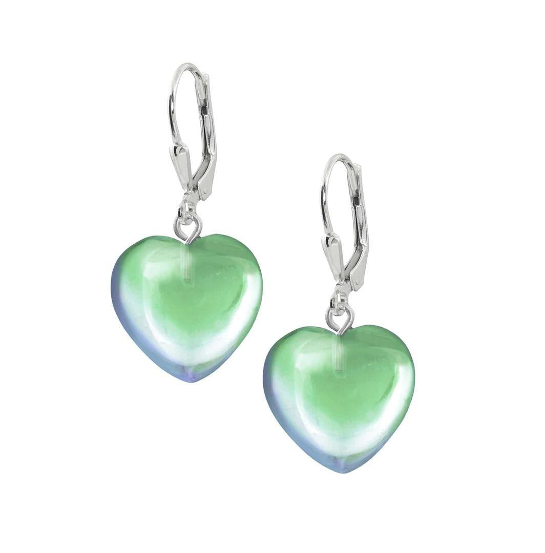 Leightworks Crystal Heart Earrings Polished Green