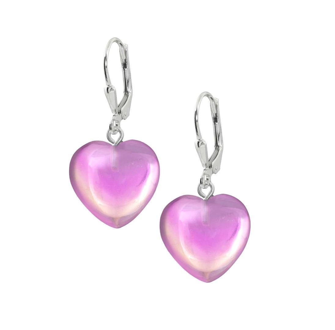 Leightworks Crystal Heart Earrings Polished Pink