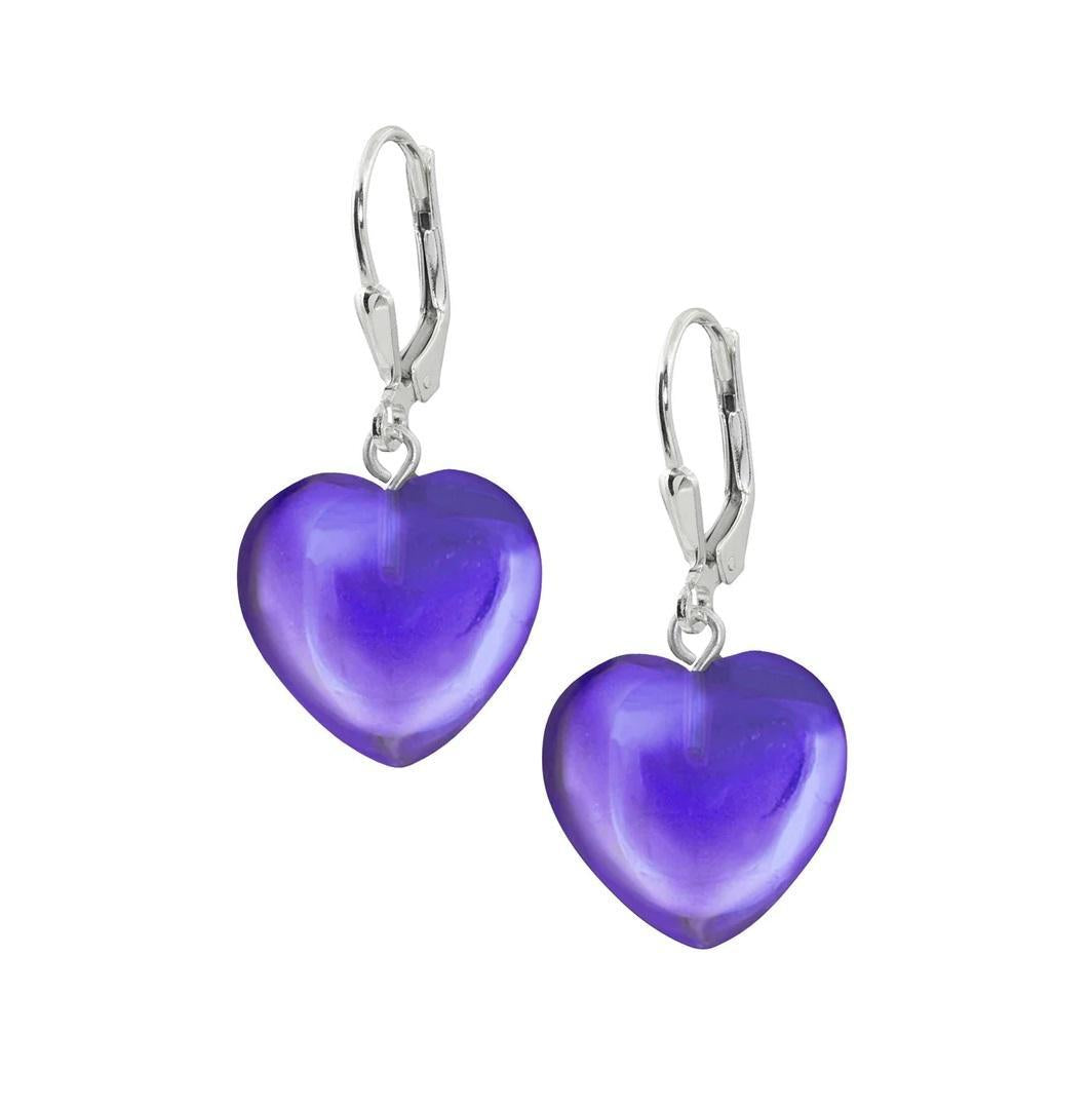 Leightworks Crystal Heart Earrings Polished Violet