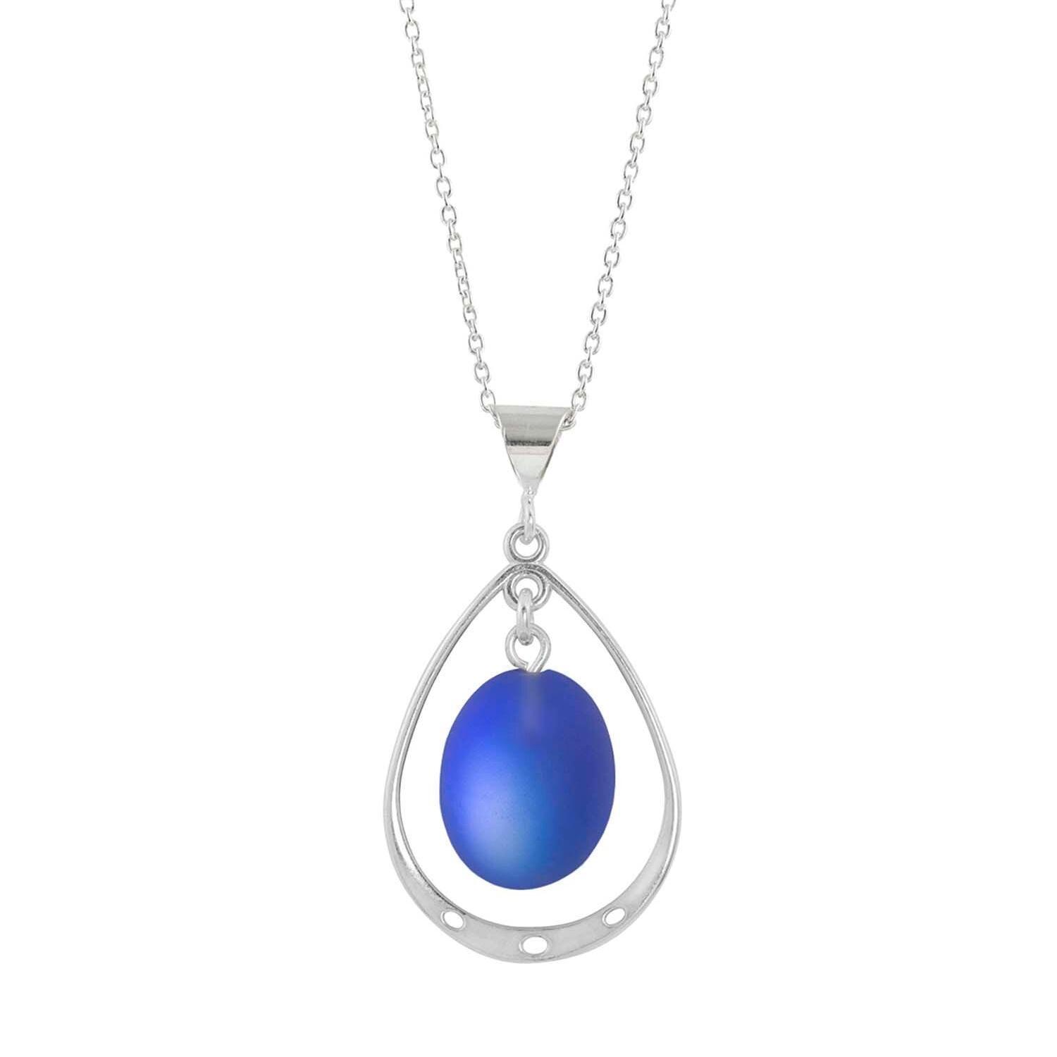 Leightworks Crystal Oval Loop Drop Pendant Frosted Blue