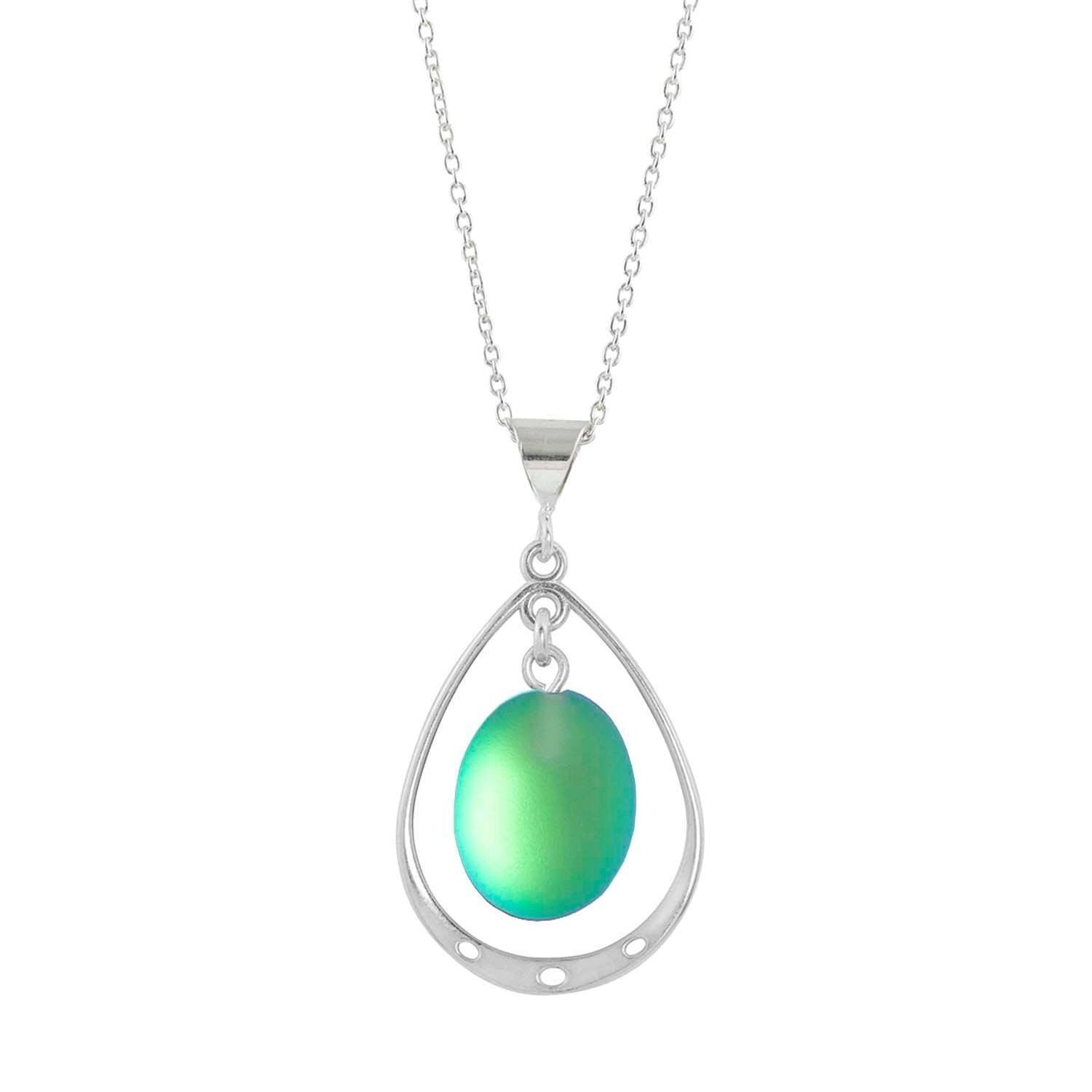 Leightworks Crystal Oval Loop Drop Pendant Frosted Green