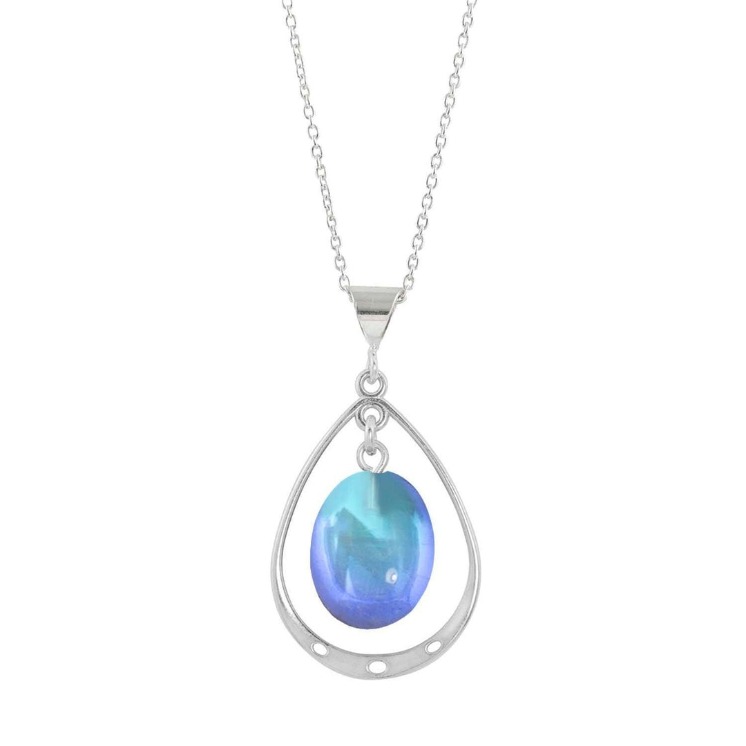 Leightworks Crystal Oval Loop Drop Pendant Polished Blue