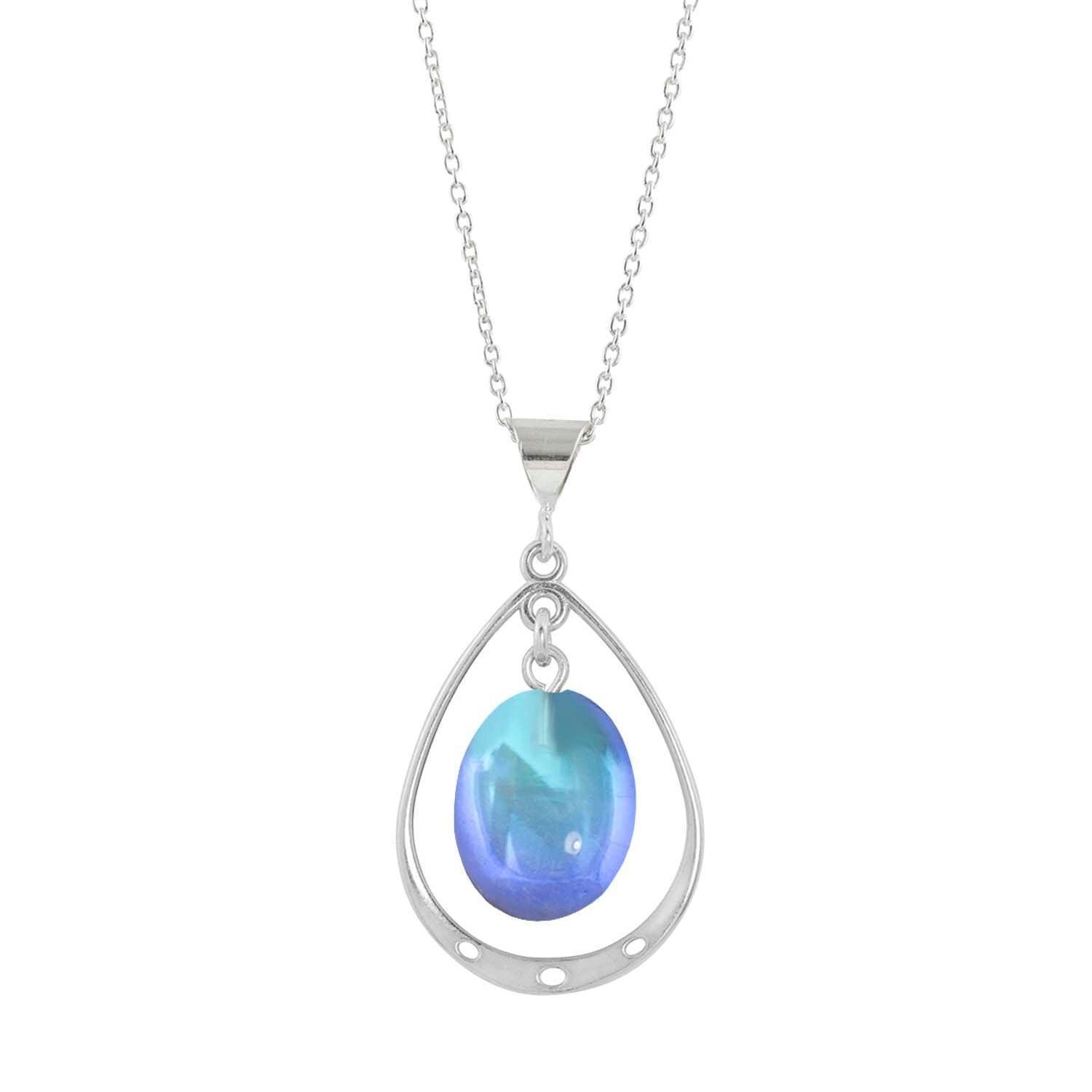 Leightworks Crystal Oval Loop Drop Pendant Polished Blue