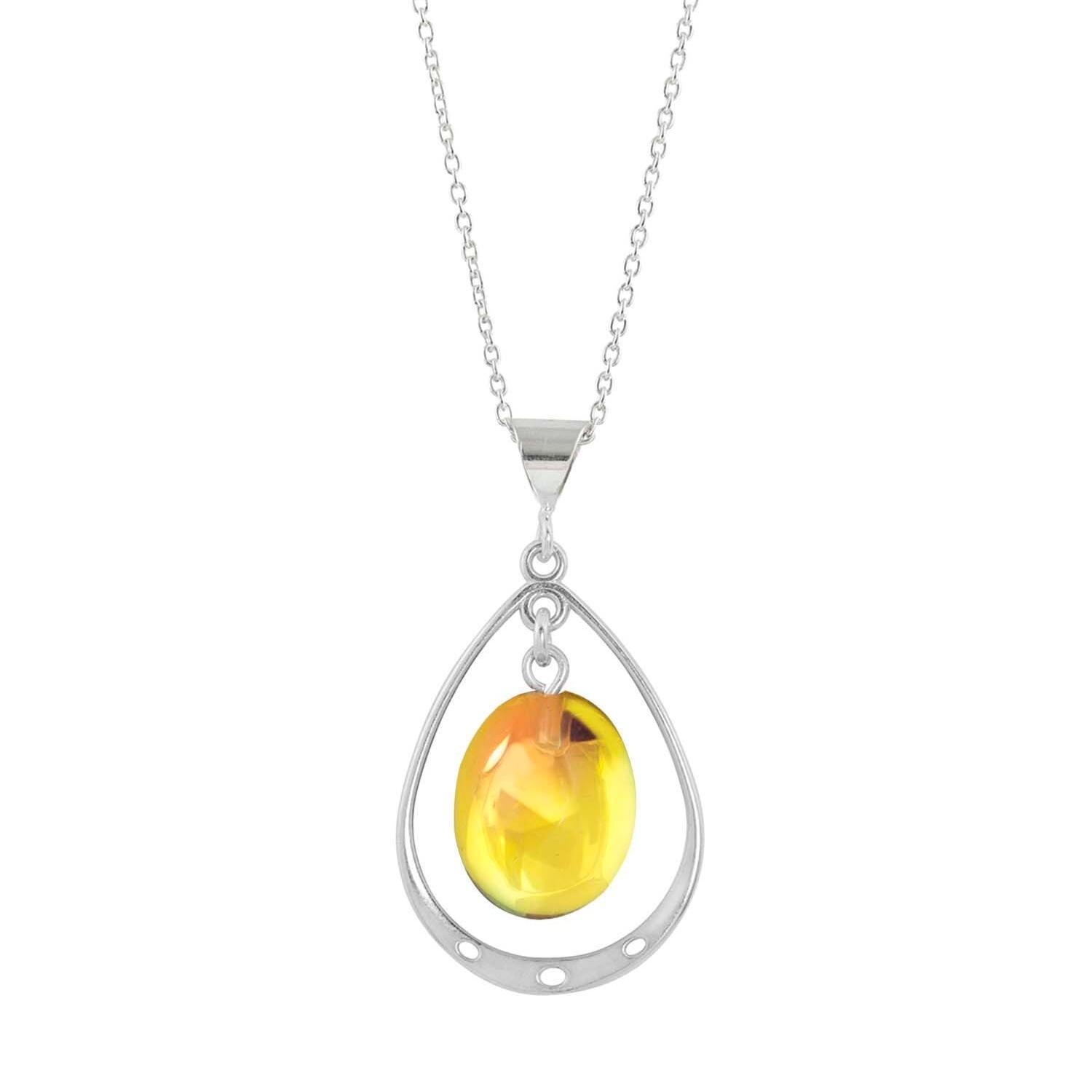 Leightworks Crystal Oval Loop Drop Pendant Polished Fire