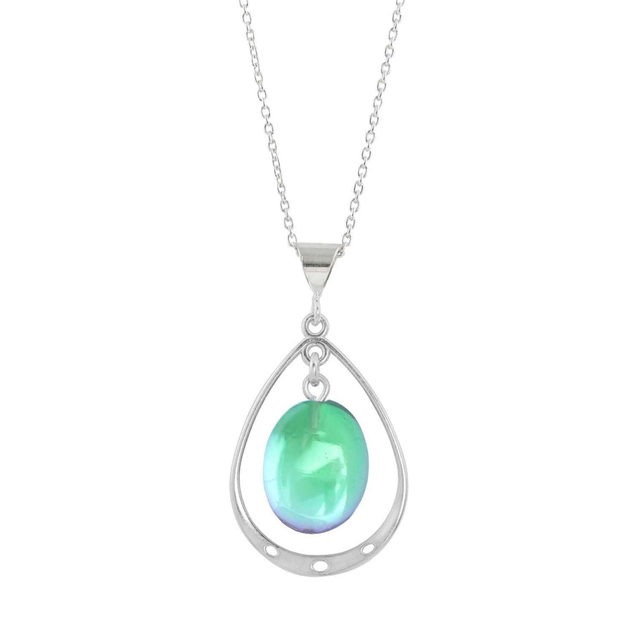 Leightworks Crystal Oval Loop Drop Pendant Polished Green