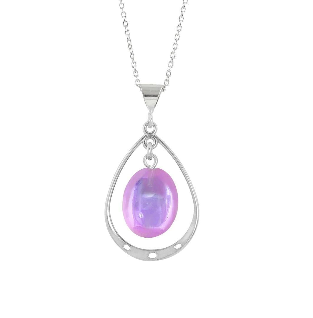 Leightworks Crystal Oval Loop Drop Pendant Polished Pink