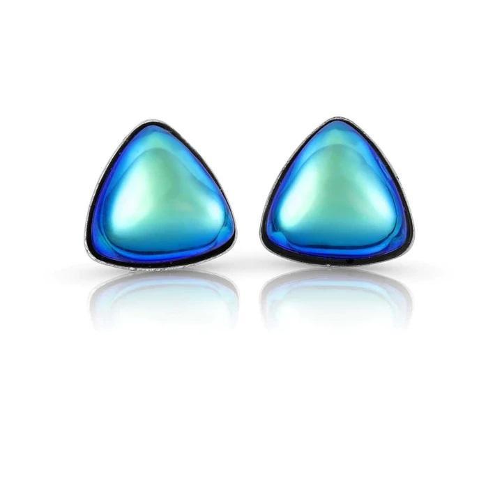 Leightworks Crystal Triangle Stud Earrings 5mm Polished Aqua