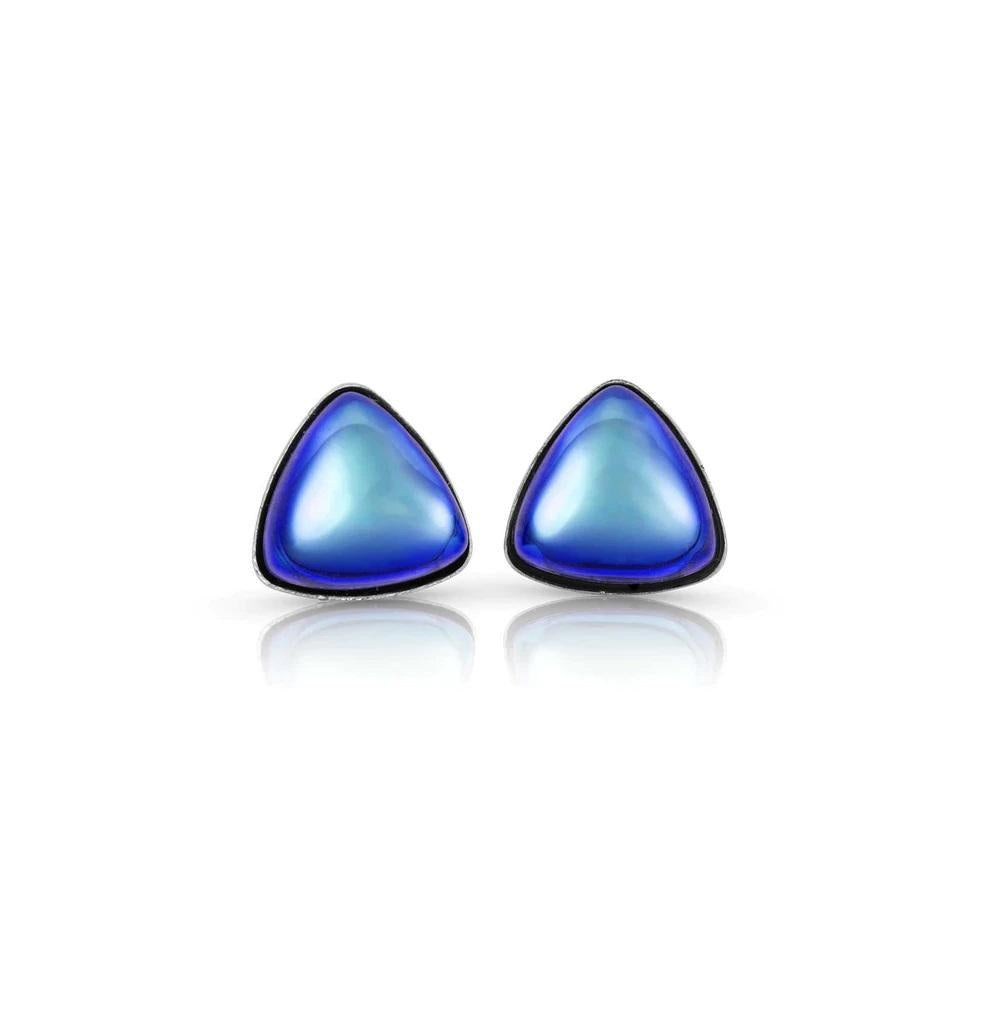 Leightworks Crystal Triangle Stud Earrings 5mm Polished Blue