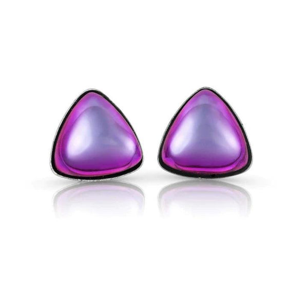 Leightworks Crystal Triangle Stud Earrings 5mm Polished Pink