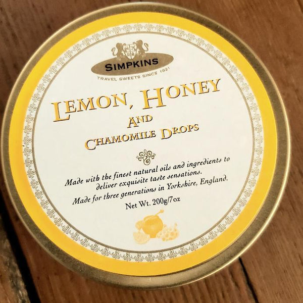 Simpkins Traditional Hard Candy Drops Sweet Tins Lemon, Honey, and Chamomile