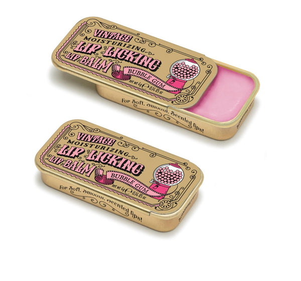 Lip Licking Bubble Gum Lip Balm Vintage Slider Tin