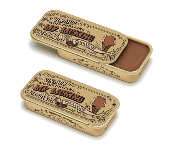 Lip Licking Chocolate Lip Balm Vintage Slider Tin