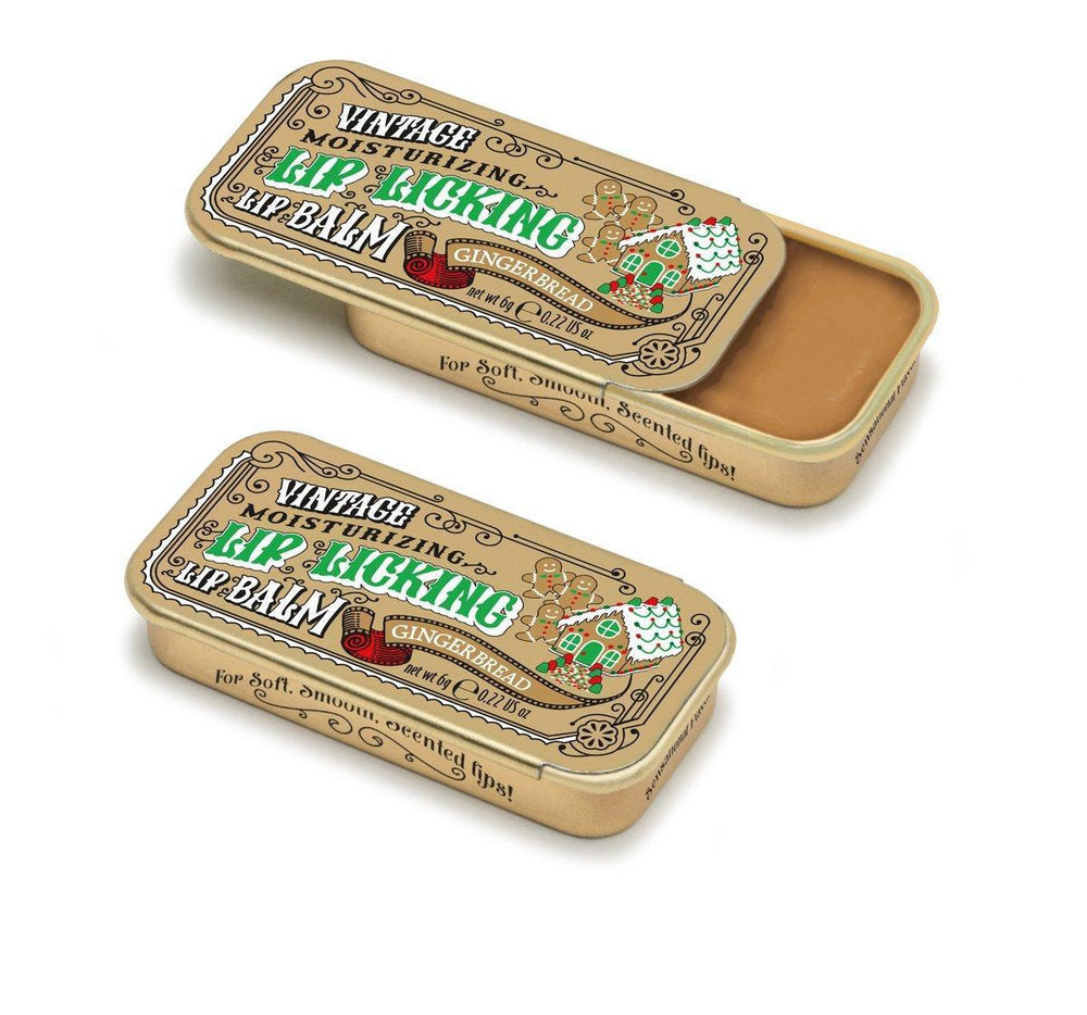 Lip Licking Gingerbread Lip Balm Vintage Slider Tin