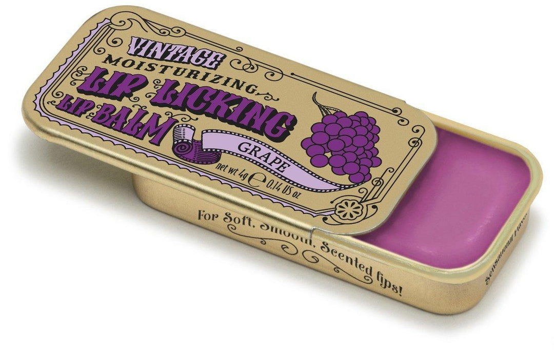 Lip Licking Grape Lip Balm Vintage Slider Tin