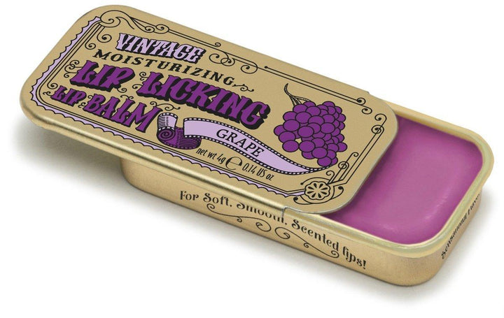 Lip Licking Grape Lip Balm Vintage Slider Tin