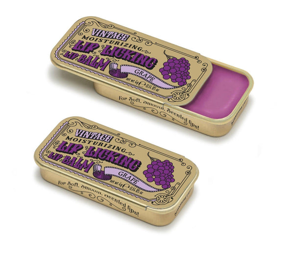 Lip Licking Grape Lip Balm Vintage Slider Tin